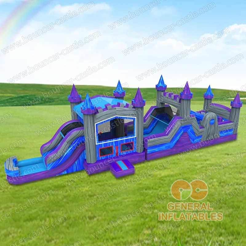 50ft purple marble wet/dry obstacle with inflated pool